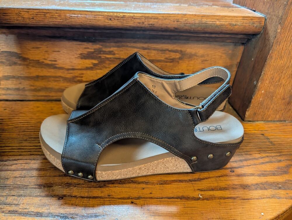 Corkys Volta Wedge Sandals Shoes Brown Women's 10 Sling Back Open Toe